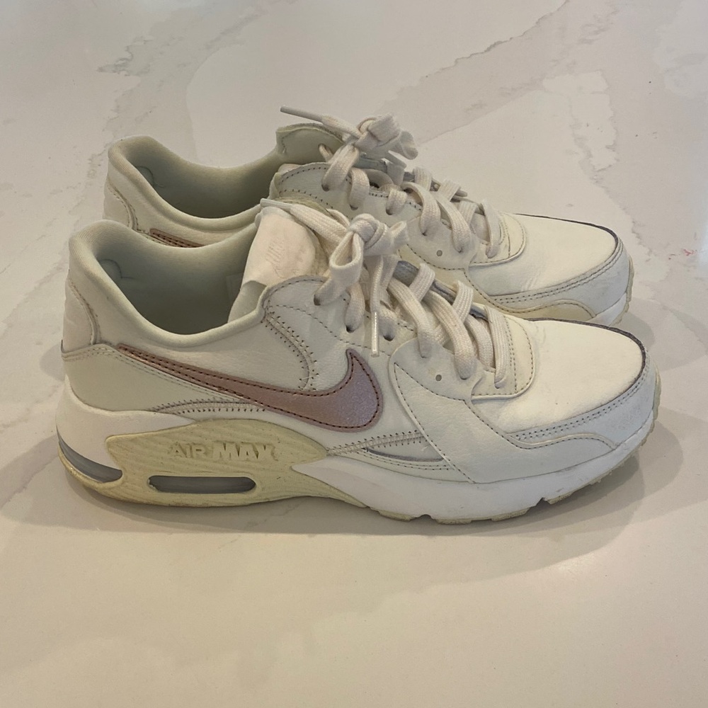Nike Women's Cream and Pink Air Max Sneakers
